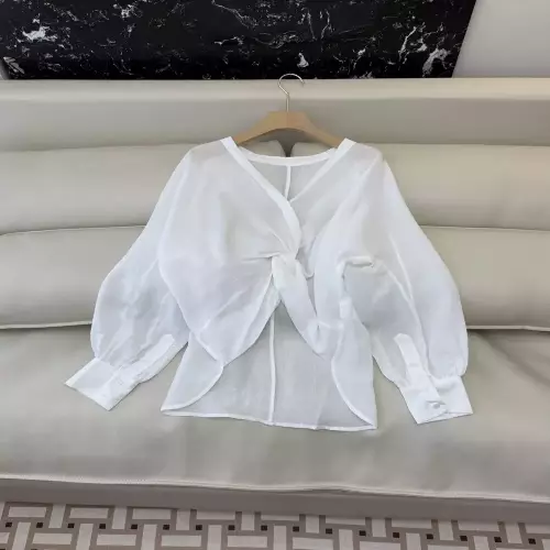 노브랜드 브이넥 슬림핏 리넨 혼방 긴소매 블라우스