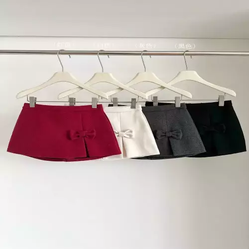 노브랜드 리본 포인트 A라인 모직 스커트 팬츠