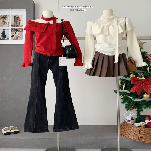 여성용 긴소매 니트