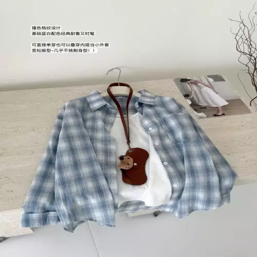 노브랜드 블루화이트 체크 셔츠와 화이트 나시 세트
