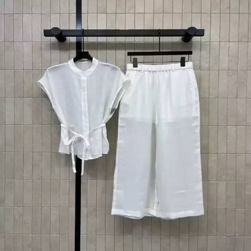 노브랜드 민소매 린넨 셔츠 와이드 팬츠 세트