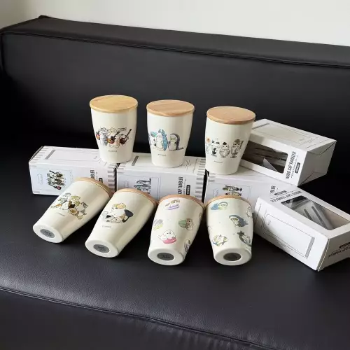 모프샌드 고양이 일러스트 보온 컵