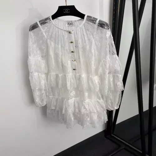아제 레이스 프릴 긴소매 원피스