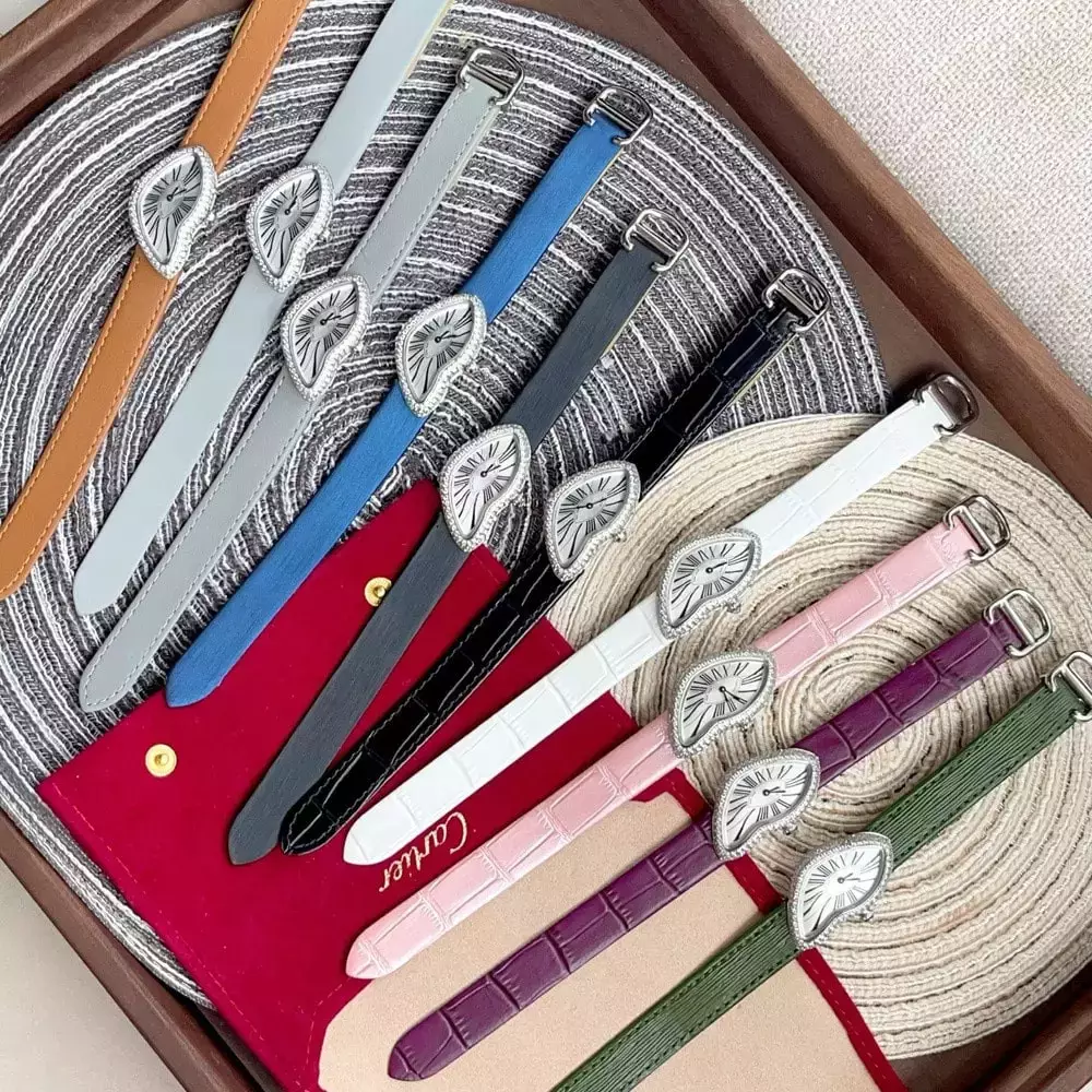 까르띠에 크래시 23x39mm 화이트 다이얼 쿼츠 가죽 시계