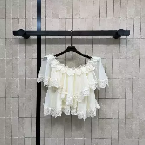 노브랜드 오프숄더 레이스 레이어드 반소매 블라우스