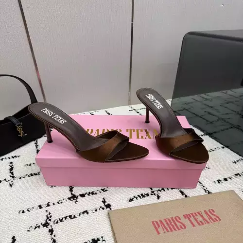 파리스텍사스 에나멜 가죽 오픈토 뮬 힐