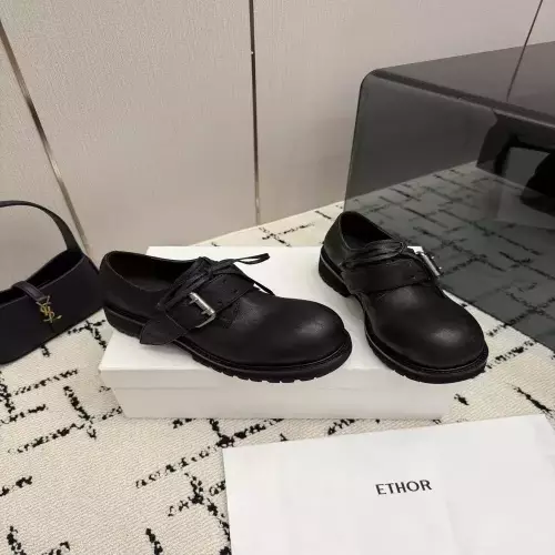 에토르 빈티지 버클 스트랩 가죽 더비슈즈