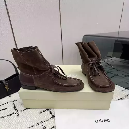 언필로 스웨이드 셔링 양가죽 안감 앵클 부츠