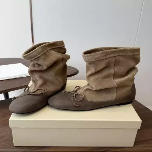 언필로 스웨이드 셔링 히든굽 앵클 부츠