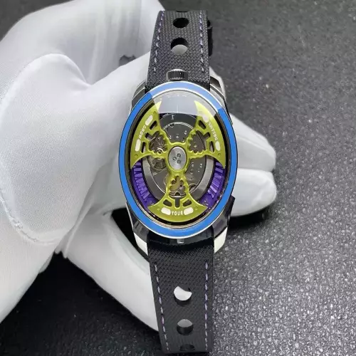 엠비앤에프 측면 시간표시 42mm 러버 스트랩 기계식 시계
