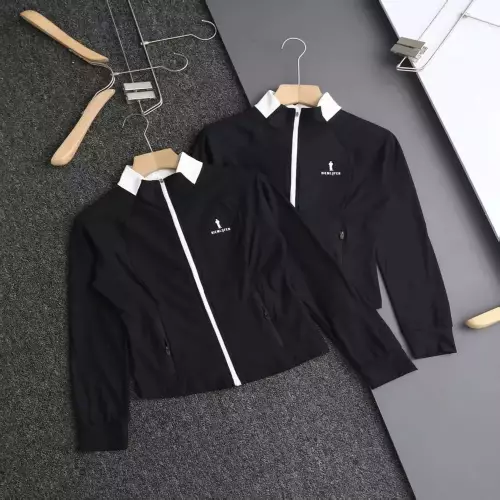 비음러펀 배색 스탠드카라 슬림핏 집업 재킷
