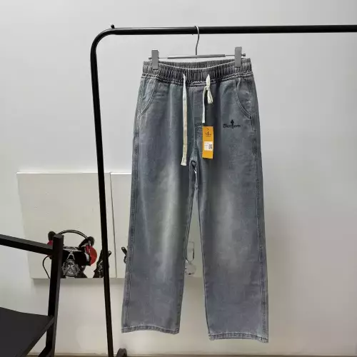 비음러펀 워싱 와이드 밴딩 데님 팬츠