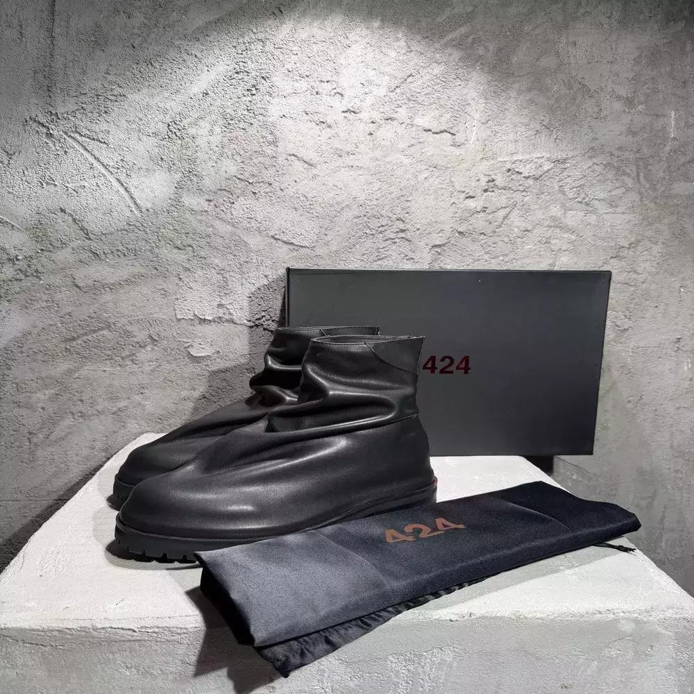 424 수공 주름 소가죽 앵클 부츠