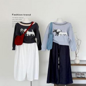 여성용 긴소매 니트