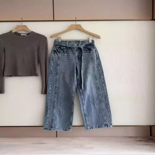 토르실린 사선 허리 와이드 여성용 데님 팬츠